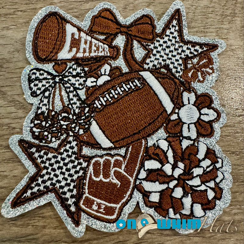 Football Cheer Brown Iron-On Patch