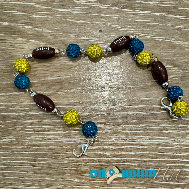 Green and Yellow Sparkly Football Hat Chain