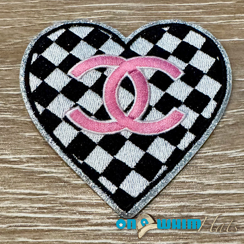 CC Checkered Heart Designer Inspired Iron-On Patch