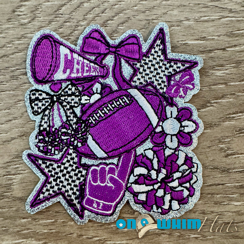 Football Cheer Purple Iron-On Patch