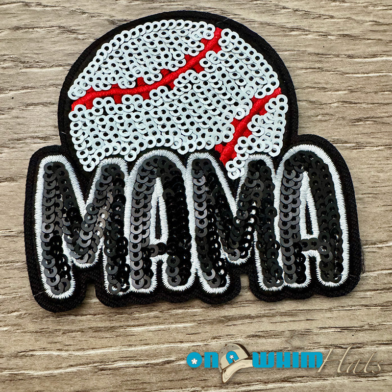 Sequin Baseball Mama Iron-On Patch