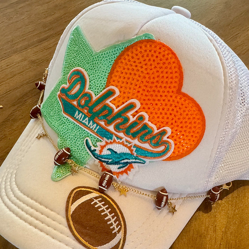 Miami Dolphins White Trucker Hat