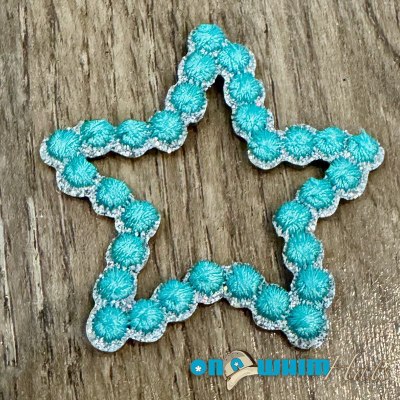 Small Aqua Rope Star Embroidered Iron-On Patch
