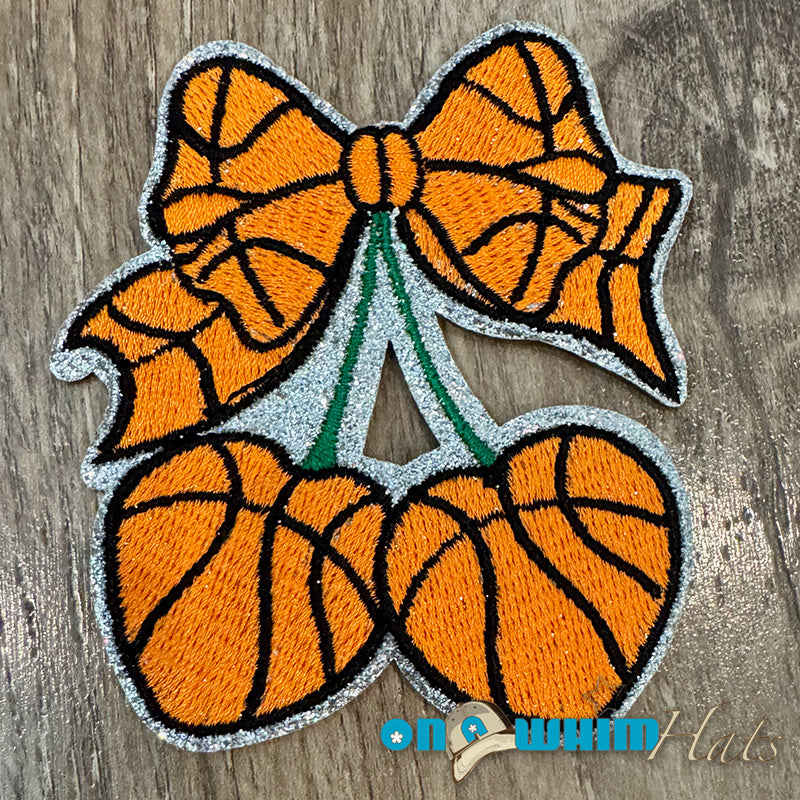 Basketball Cherry Embroidered Iron-On Patch