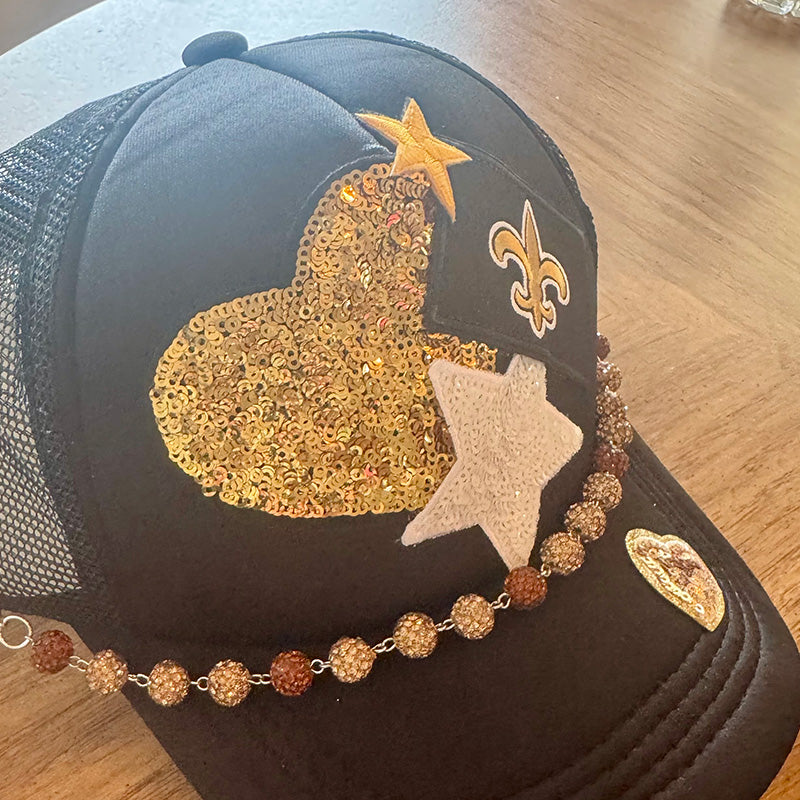 Saints Black Trucker Hat