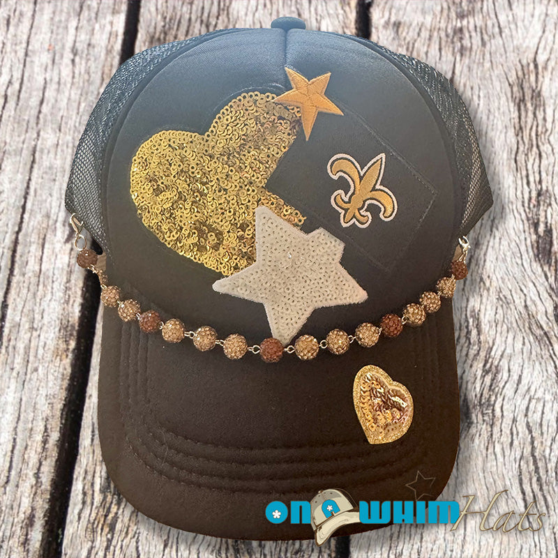 Saints Black Trucker Hat