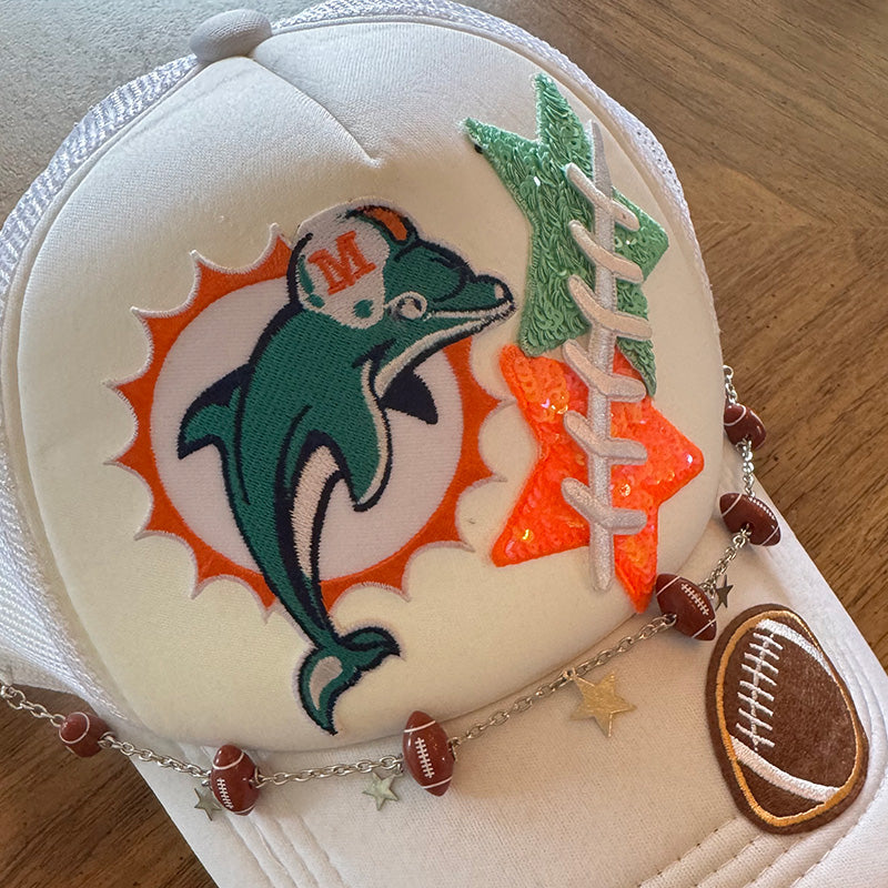 Dolphins White Trucker Hat