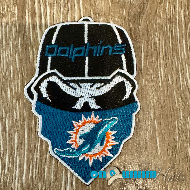 Dolphins Skull Embroidered Iron-On Patch