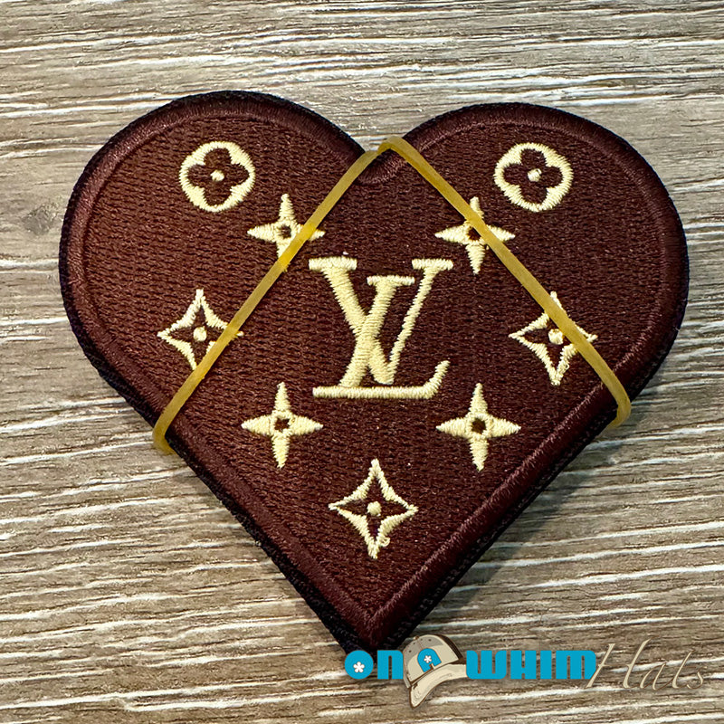 Designer Inspired LV Heart Embroidered Iron-On Patch