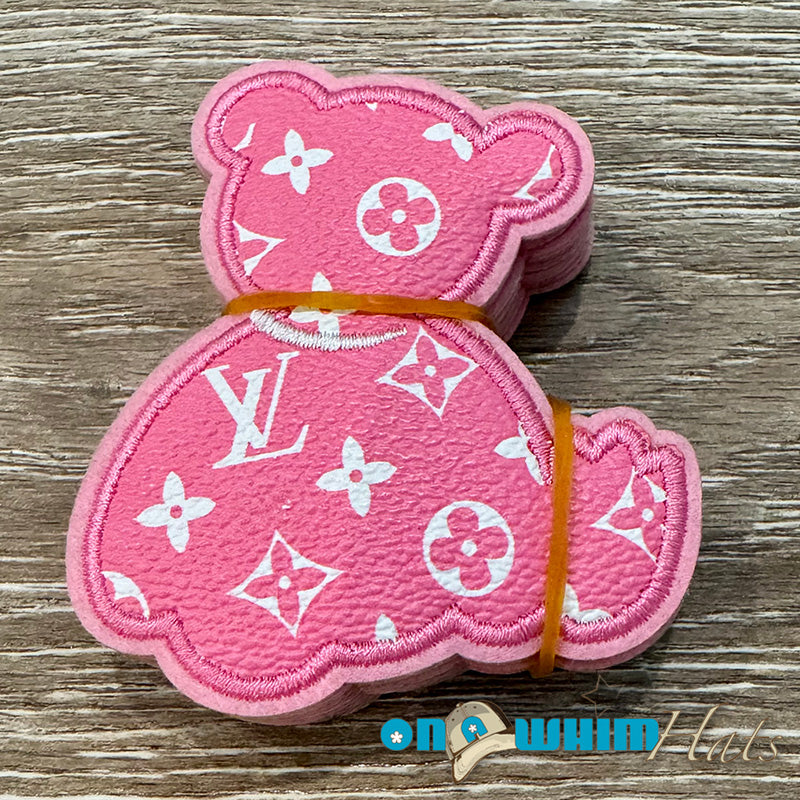 Designer Inspired LV Teddy Bear Leatherette Iron-On Patch
