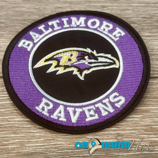 Ravens Round Embroidered Iron-On Patch