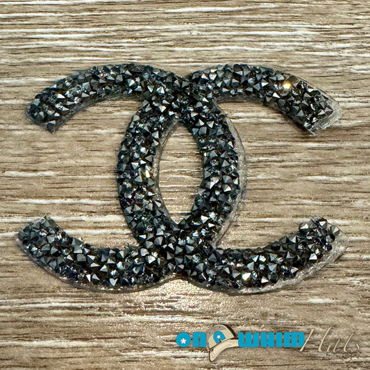 CC Rhinestone Dark Grey Designer Inspired Iron-On Patch