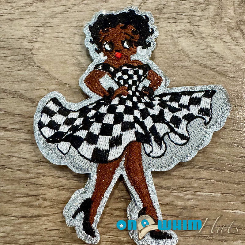 Betty Boop Black Checkered Dress Iron-On Patch