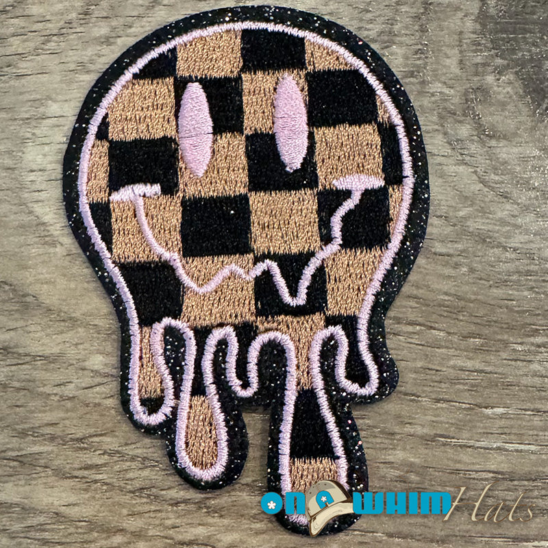 Checkered Smiley Iron-On Patch