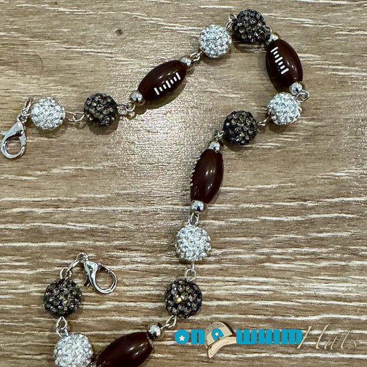 Grey and Silver Sparkly Football Hat Chain