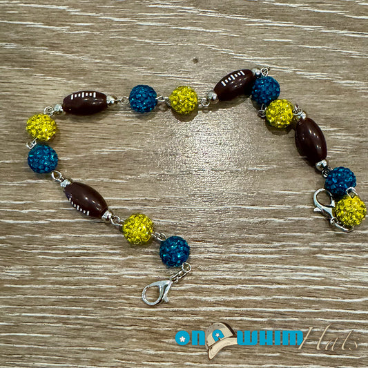 Green and Yellow Sparkly Football Hat Chain