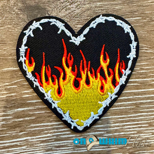 Hearts on Fire Embroidered Iron-On Patch