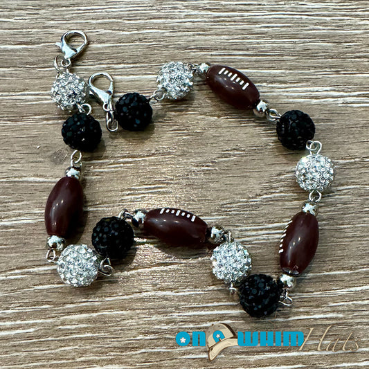 Black and Silver Sparkly Football Hat Chain