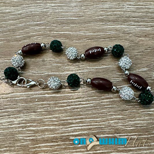 Dark Green and Silver Sparkly Football Hat Chain