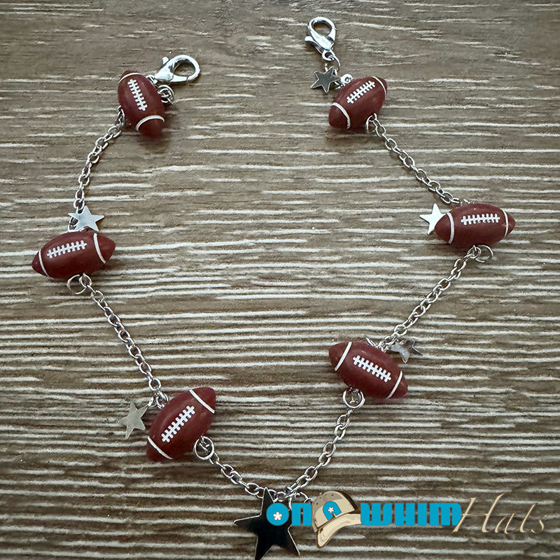 Star Football Silver Hat Chain