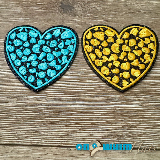 Embellished Hearts Embroidered Iron-On Patch