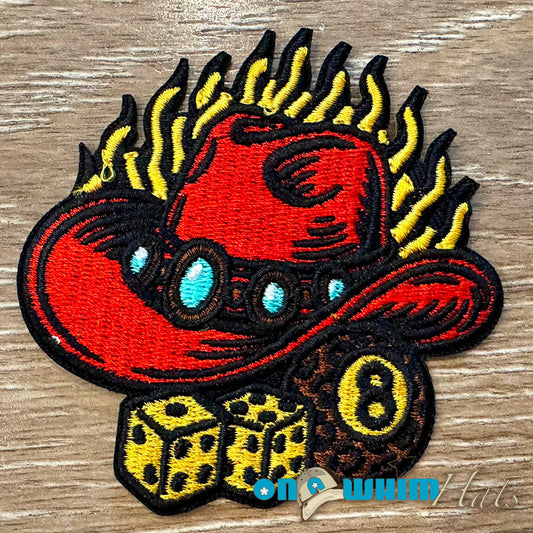 Hats on Fire Embroidered Iron-On Patch