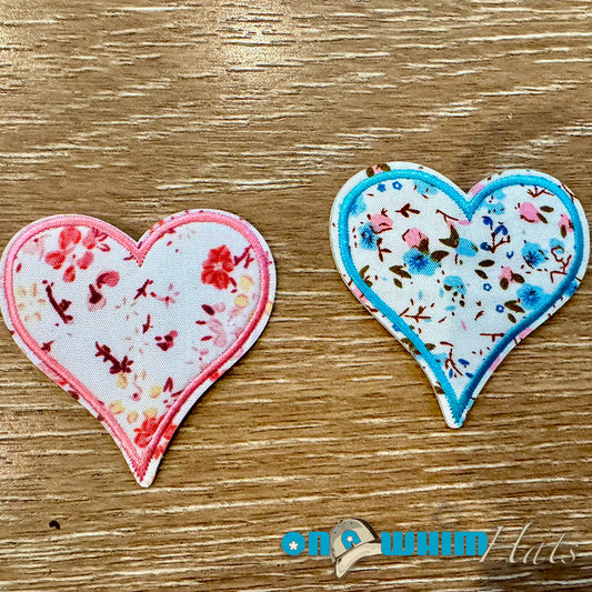 Floral Hearts Embroidered Iron-On Patch