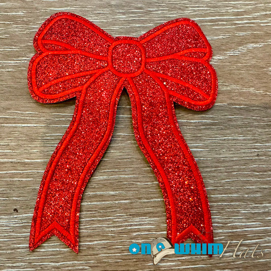 Large Red Bow Embroidered Iron-On Patch