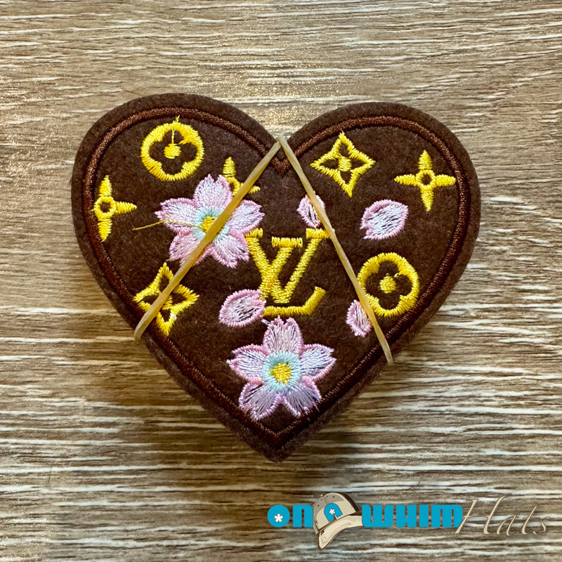 Designer Inspired LV Floral Heart Embroidered Iron-On Patch