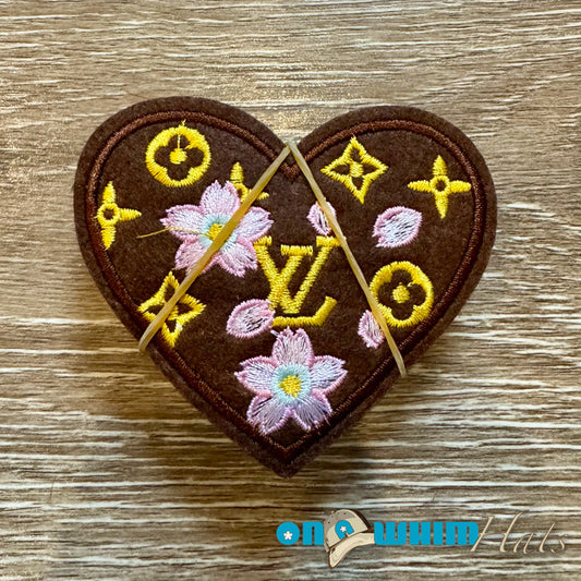 Designer Inspired LV Floral Heart Embroidered Iron-On Patch
