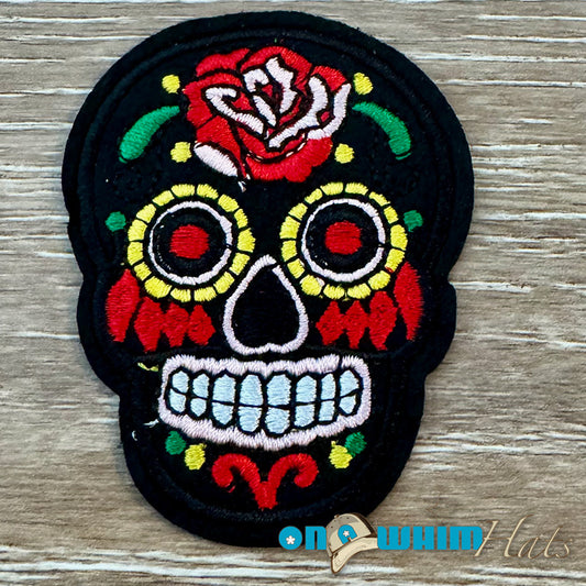 Grey Candy Skull Iron-On Patch