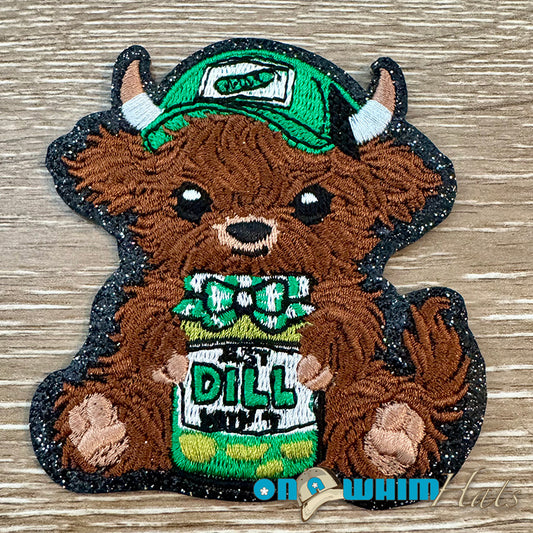 Dill Pickle Highland Cow Iron-On Patch