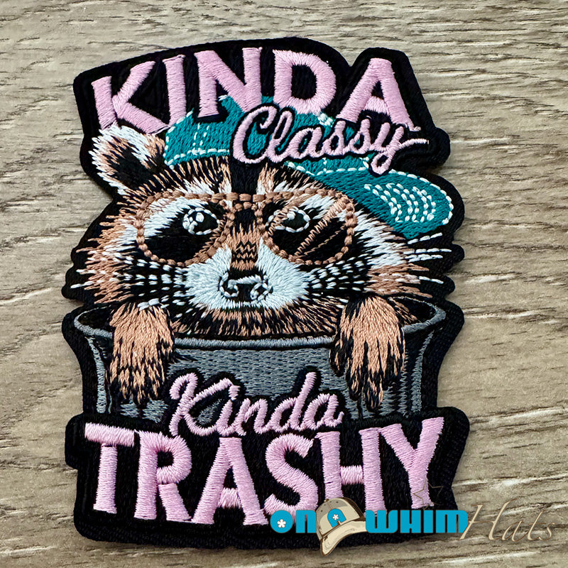 Kinda Trashy Raccoon Iron-On Patch