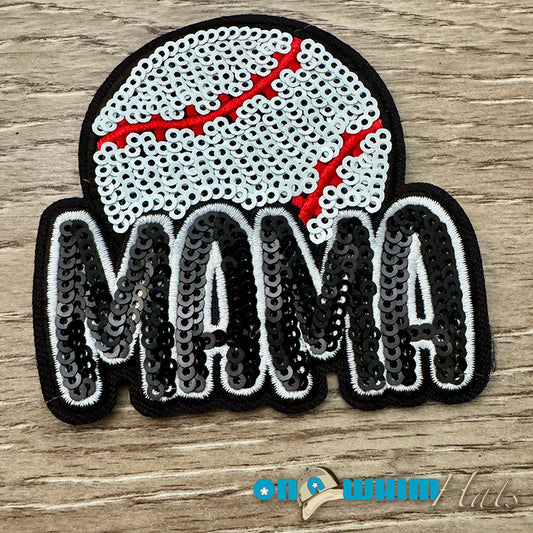 Sequin Baseball Mama Iron-On Patch