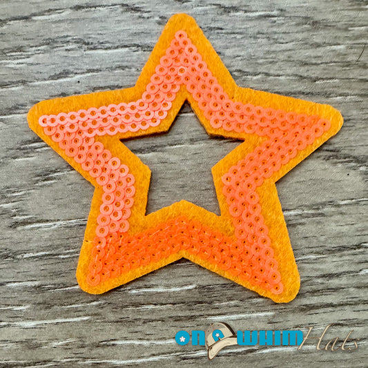 Sequin Hollow Orange Star Iron-On Patch