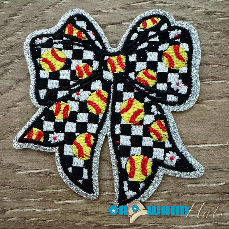 Softball Bow Iron-On Patch