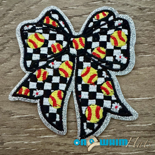Softball Bow Iron-On Patch
