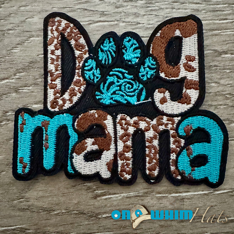 Dog Mama Turquoise Iron-On Patch
