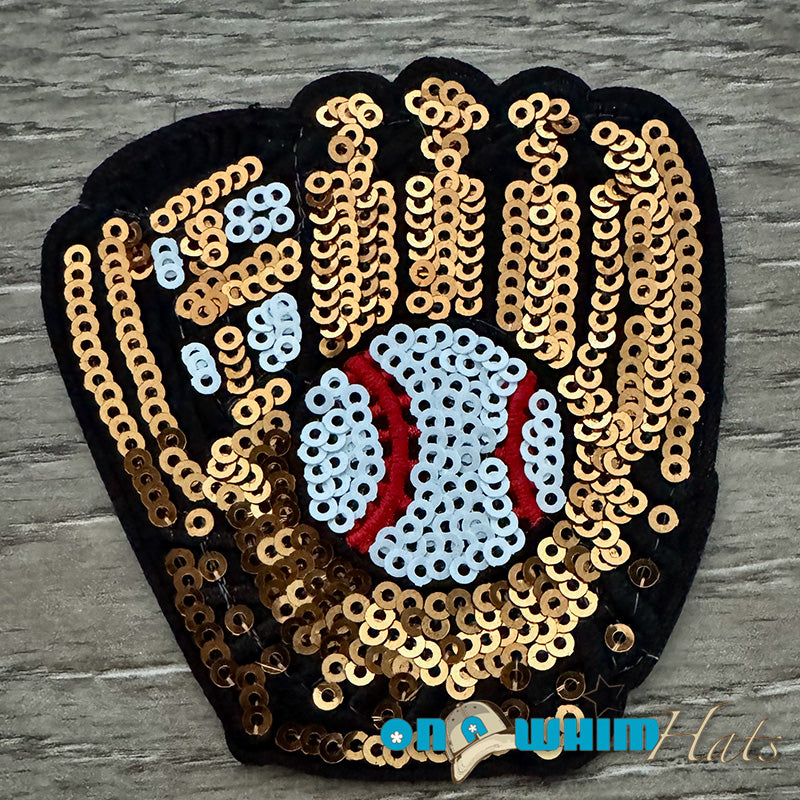 Sequin Baseball Mitt Iron-On Patch
