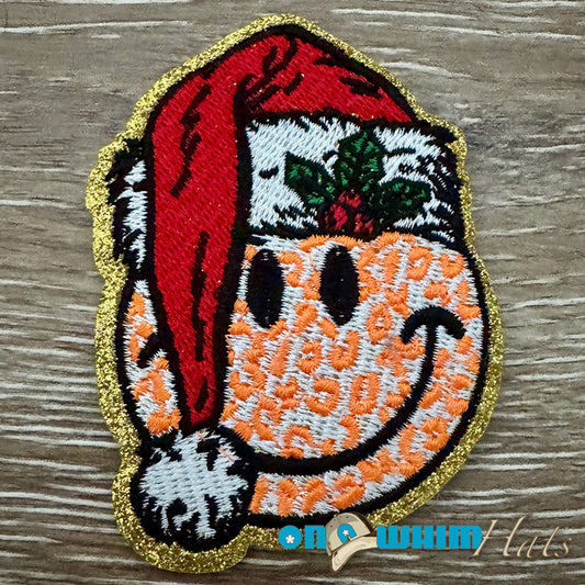 Santa Smiley Orange Iron-On Patch