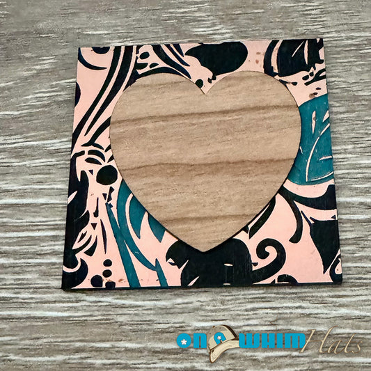 Reverse Wood and Acrylic Heart Iron-On Patch