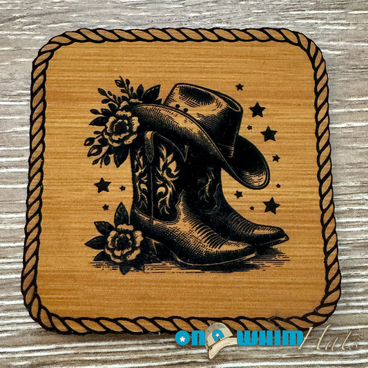 Cowgirl Boot Iron-On Leatherette Patch