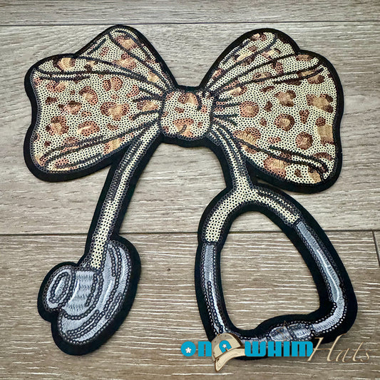 Nurse  Leopard Sequin Iron-On Patch (t-shirt size)