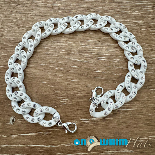 White Acrylic Sparkly Hat Chain