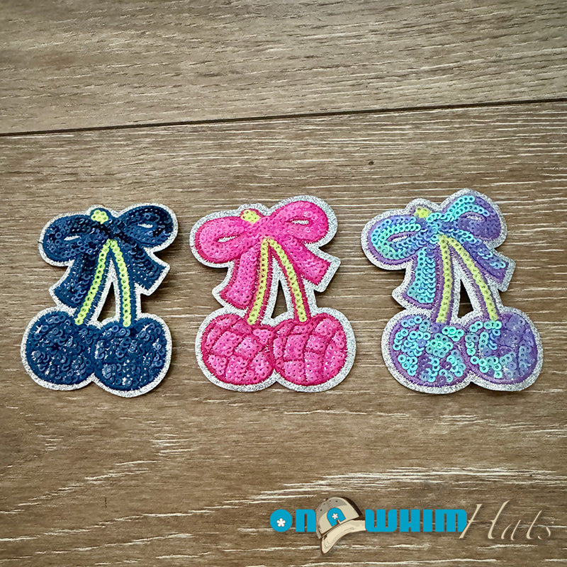 Sequin Cherry Embroidered Iron-On Patch