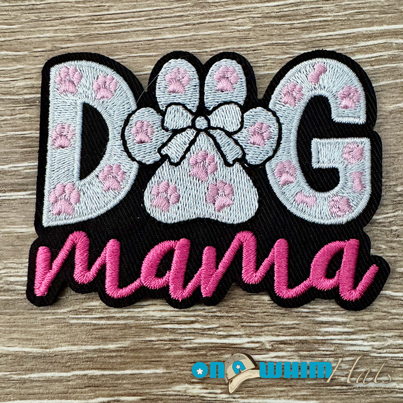 Dog Mama Pink Bow Iron-On Patch