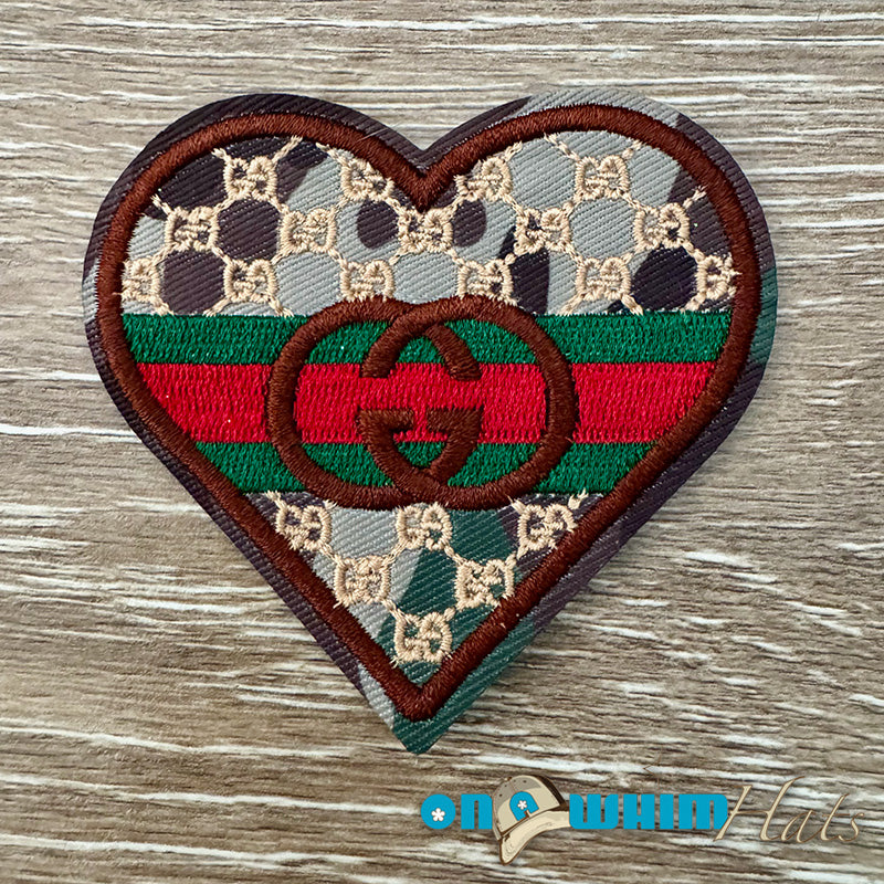 Designer Inspired Gucci Camo Heart Patch