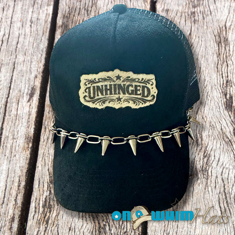 Unhinged Handmade Vegan Suede Trucker Hat w/ Genuine Cowhide Patch