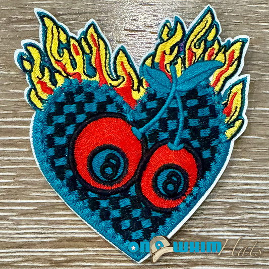 Western Cherry Eightball Embroidered Iron-On Patch