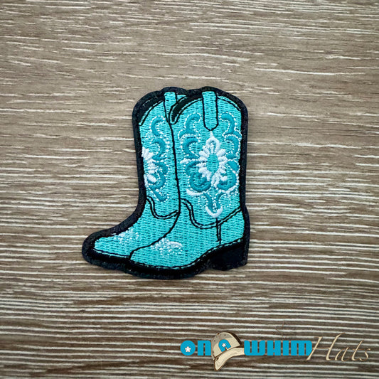 Western Turquoise Boots Iron-On Patch